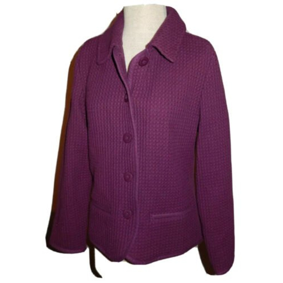 Cabela's Women’s Small Jacket Waffle Weave Purple LS Button Front Casual - Picture 1 of 6